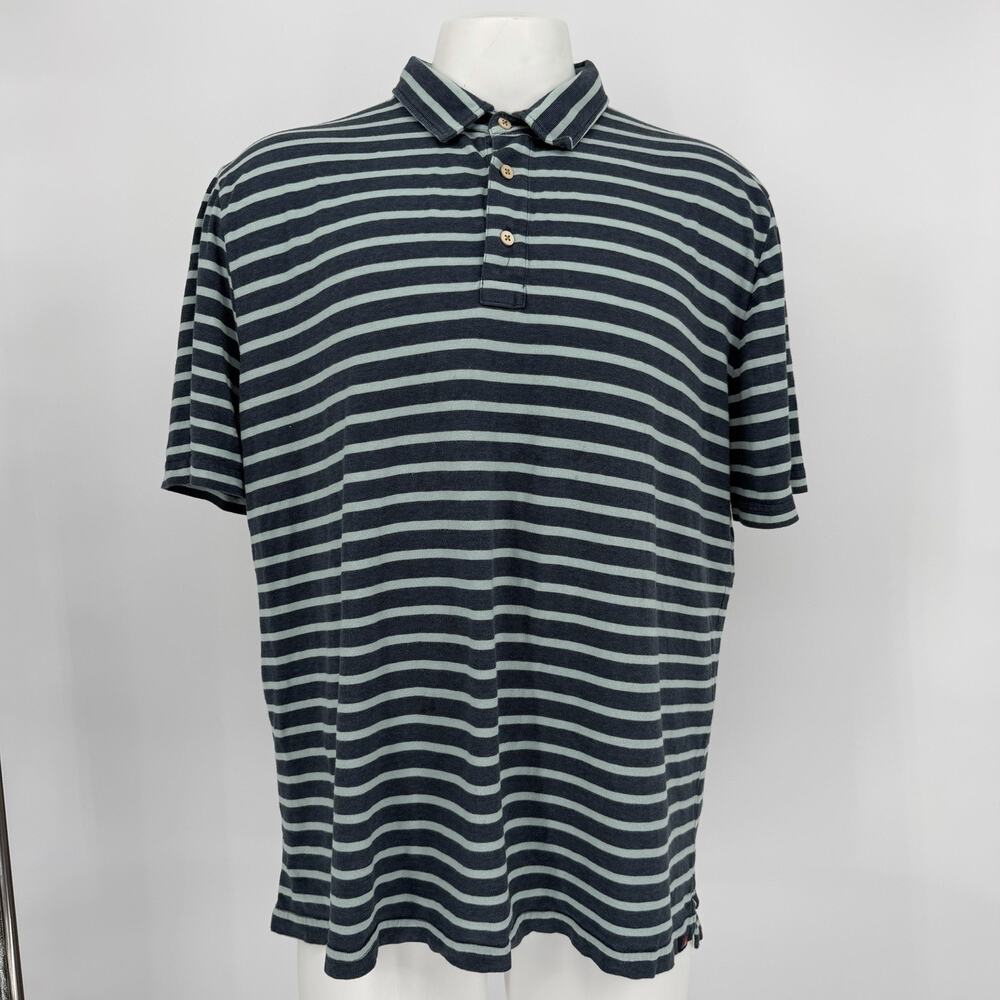Faherty Isle Polo Shirt XXL Coastal Golf Casual Preppy Resort Vacation Blue Mens